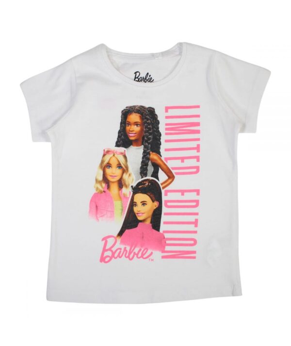 T-shirt blanc manches courtes Fille Barbie – Confort et style pour les petites fashionistas