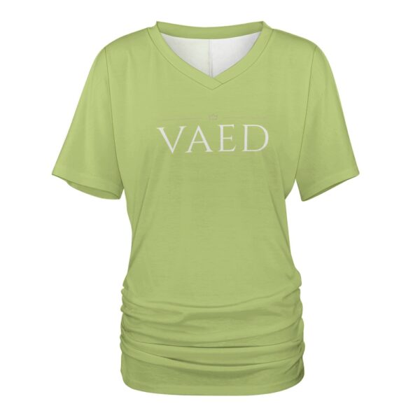 T‑Shirt Femme Col V Plissé – Coupe Regular Stretch, Plis Sculptants, Mode Éthique & Confort – Image 5